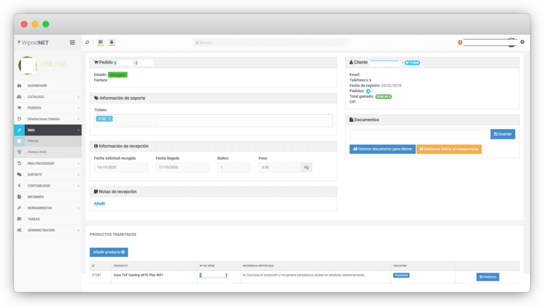 Intranet Wipoid - RMA y garantías