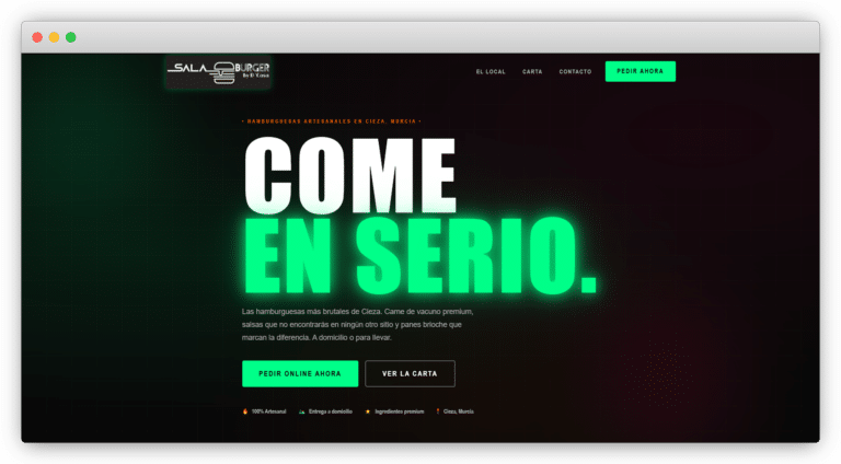 Web de La Sala Burger - restaurante con delivery